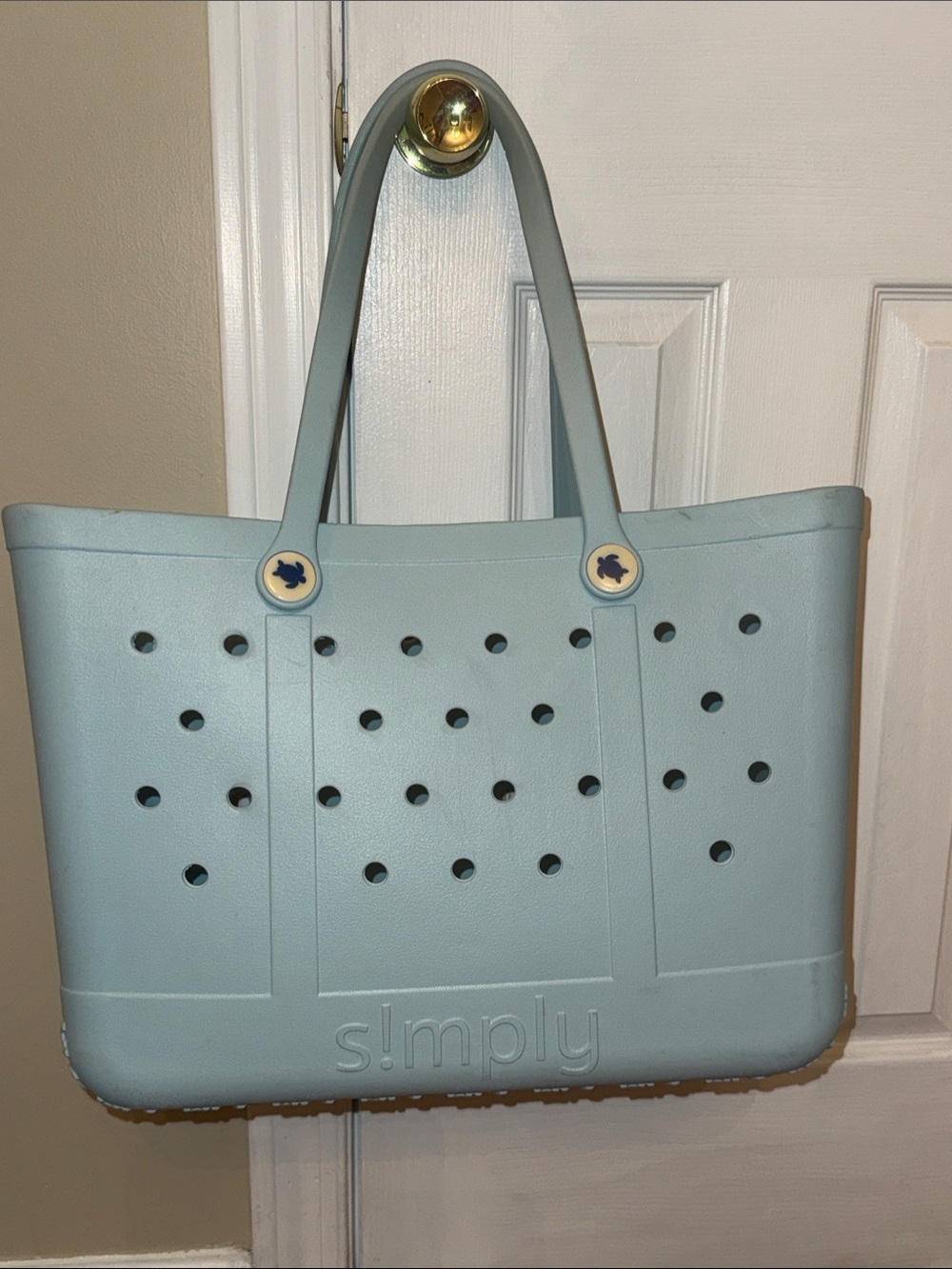 SIMPLY Waterproof Light Blue Perforated Tote Bag